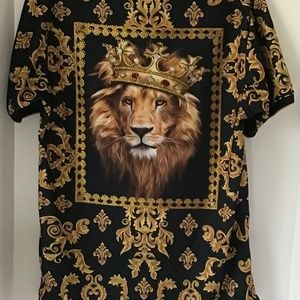 CROWNED LION  VERSACE INSPIRED MEN’S SHIRT, LARGE